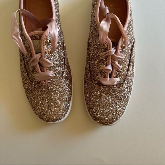 Ked’s X Kate Spade Rose Gold Glitter Champion Celebration Lace Up Sneakers - Picture 3 of 10